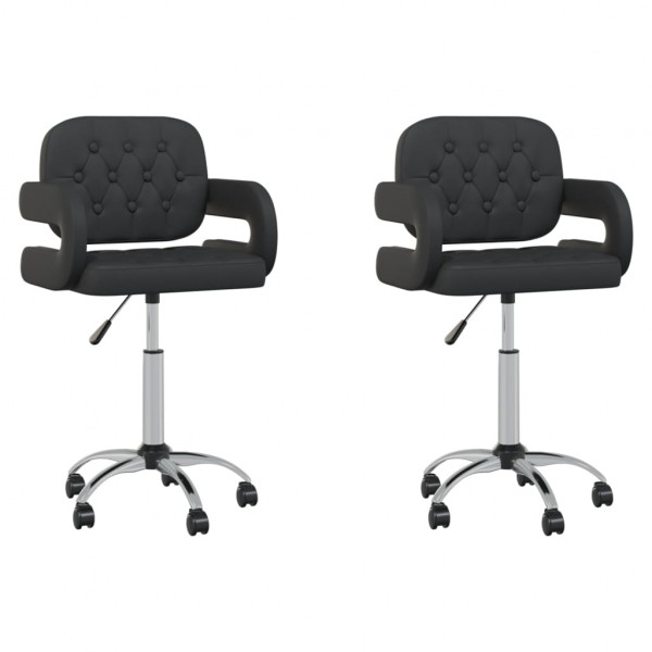 Sillas de comedor giratorias 2 unidades cuero sintético negro Sillas de comedor giratorias 2 unidades cuero sintético negro D