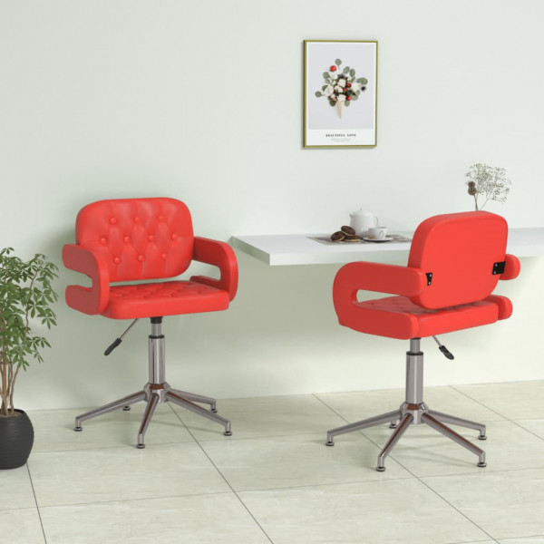 Sillas de comedor giratorias 2 unidades cuero sintético rojo Sillas de comedor giratorias 2 unidades cuero sintético rojo D