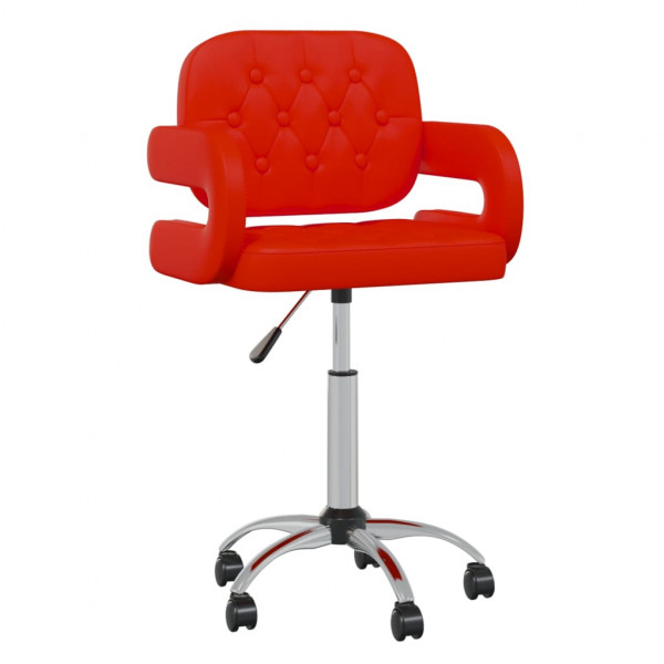 Silla de oficina giratoria de cuero sintético rojo Silla de oficina giratoria de cuero sintético rojo D