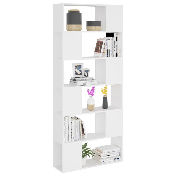 Librería separador madera contrachapada blanco 80x24x186 cm D