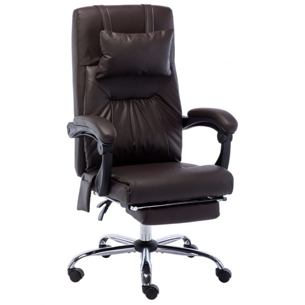 Cadeira de escritório de massagem de couro sintético marrom D