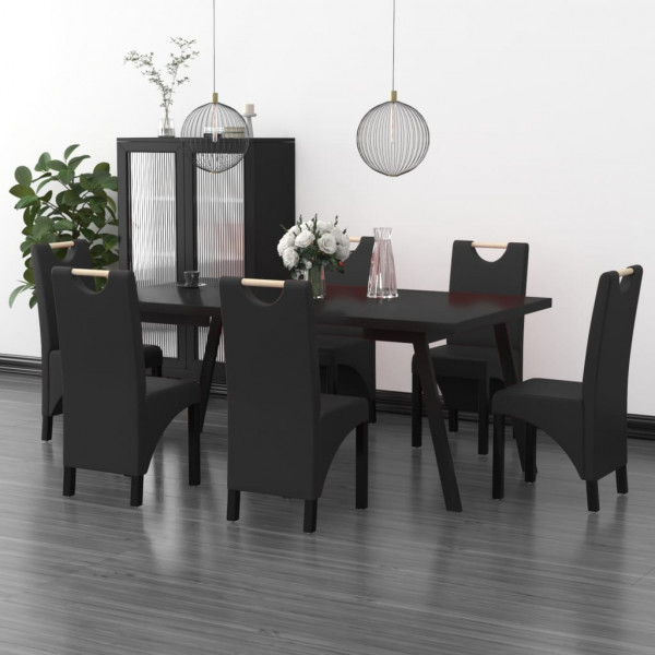 Sillas de comedor 6 unidades cuero sintético negro Sillas de comedor 6 unidades cuero sintético negro D