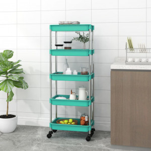 Carrito de cocina 5 niveles hierro y ABS turquesa 42x29x128 cm D