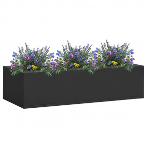 Caja de flores de oficina de acero gris antracita 90x40x23 cm D