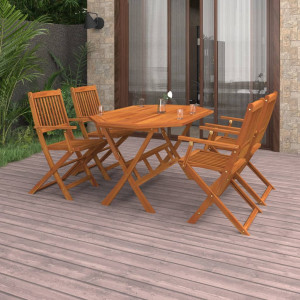 Juego de comedor de jardín 5 piezas madera maciza de acacia D