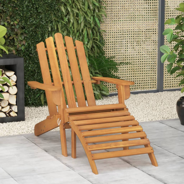 Cadeira de jardim Adirondack com apoio de pés madeira maciça de acacia D