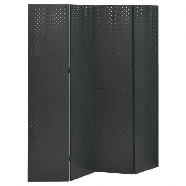 Biombo divisor de 4 paneles acero gris antracita 160x180 cm D