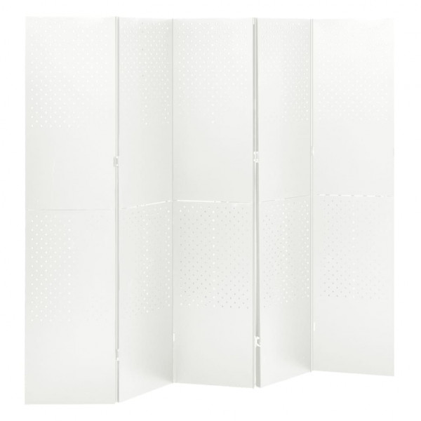Biombo divisor de 5 paneles acero blanco 200x180 cm D