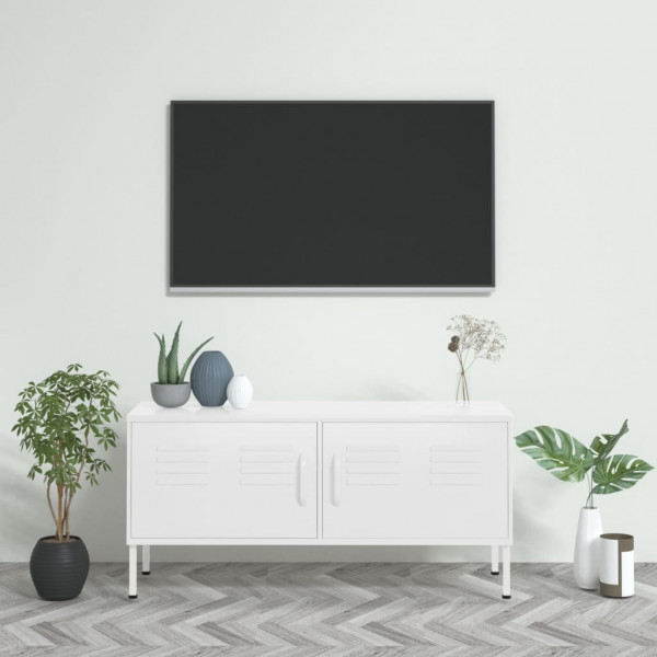 Móvel TV em aço branco 105x35x50 cm D