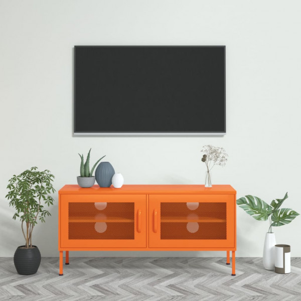 Mueble para TV de acero naranja 105x35x50 cm D