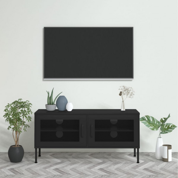 Mueble para TV de acero negro 105x35x50 cm D