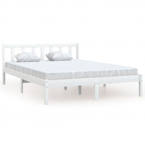 Estrutura de cama madeira maciça pinheiro branco 120x190 cm D