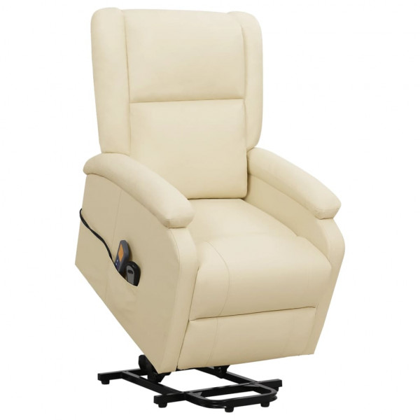 Sillón de masaje elevable cuero sintético crema D