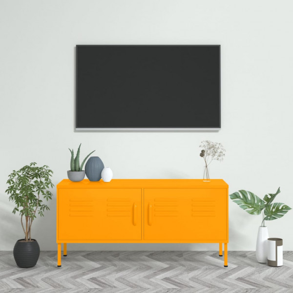 Mueble para TV de acero amarillo mostaza 105x35x50 cm D