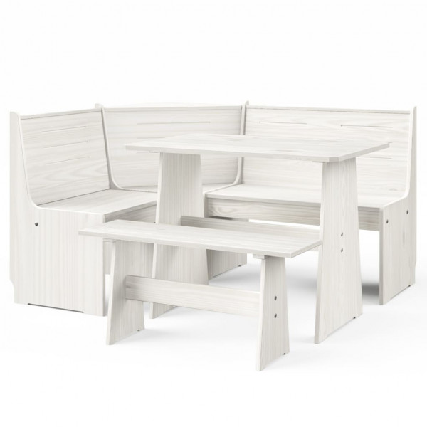 Conjunto de móveis de jardim 3 peças em madeira maciça de pinho branco D