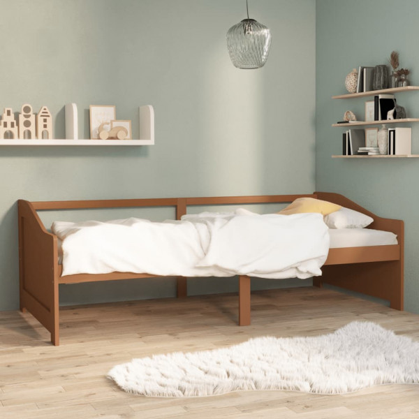 Sofá cama 3 plazas madera maciza de pino marrón miel 90x200 cm D