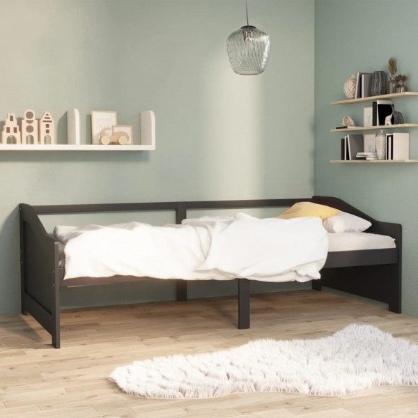 Sofá cama 3 lugares madeira maciça pinho cinza escuro 90x200 cm D