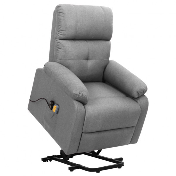 Sillón de masaje elevable tela gris claro Sillón de masaje elevable tela gris claro D
