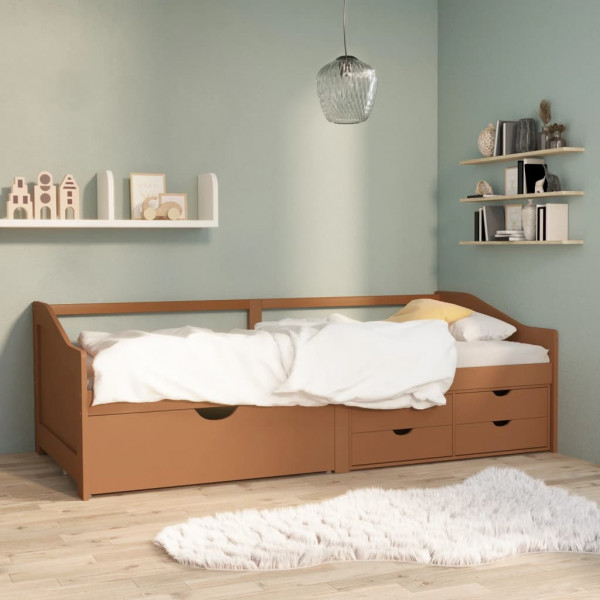 Sofá cama 3 lugares caixotes pinheiro maciço marrom mel 90x200 cm D