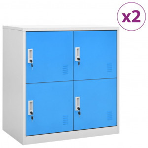 Armários 2 portas aço cinza claro e azul 90x45x92.5 cm D