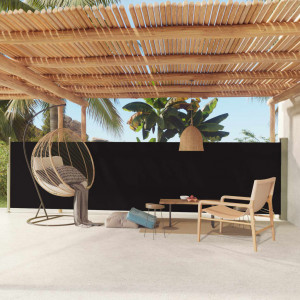 Toldo lateral retráctil para patio negro 140x600 cm D