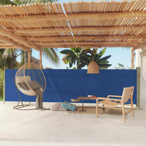 Toldo lateral retráctil para patio azul 140x600 cm D