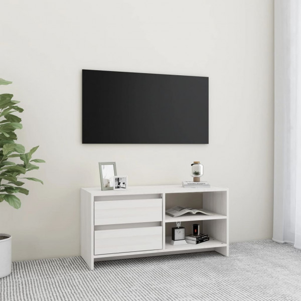 Mueble para TV de madera maciza de pino blanco 80x31x39 cm D