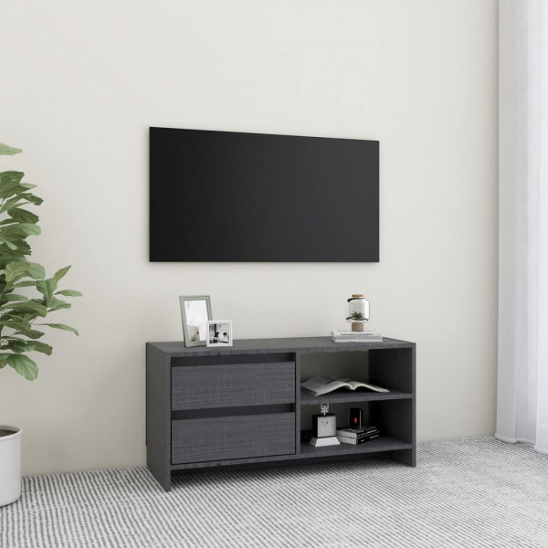 Móvel TV em madeira maciça de pinho cinza 80x31x39 cm D