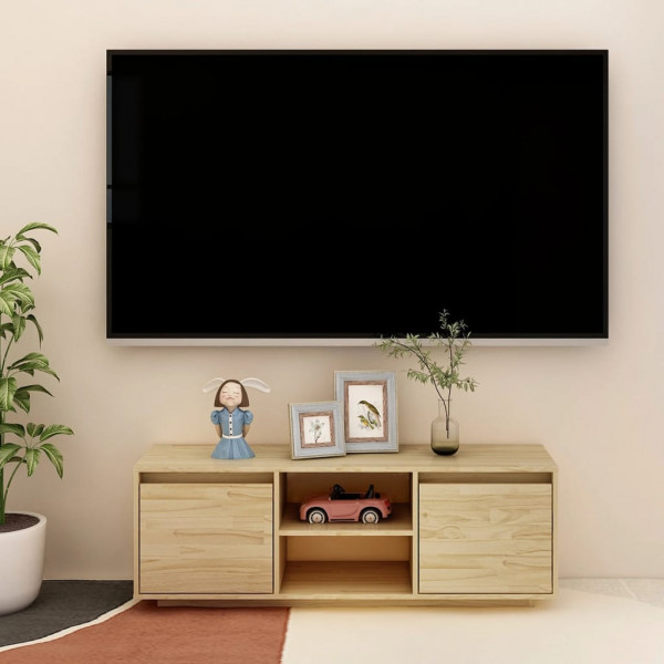 Mueble de TV madera maciza de pino 110x30x40 cm D
