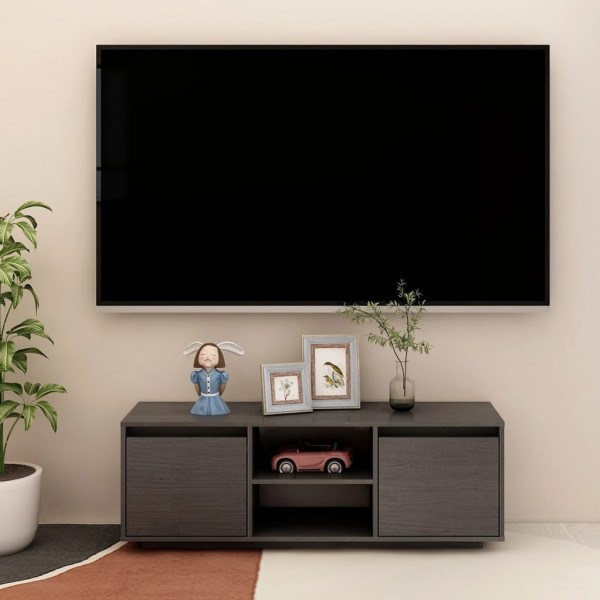 Móveis de TV de madeira de pinheiro cinza 110x30x40 cm D