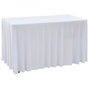 Fundas elásticas de mesa 2 uds con falda 120x60.5x74 cm blanco D