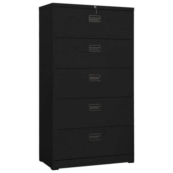 Gabinete de arquivamento de aço preto 90x46x164 cm D