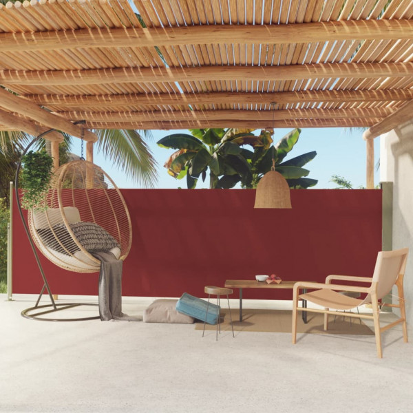 Toldo lateral retráctil para patio rojo 160x500 cm D
