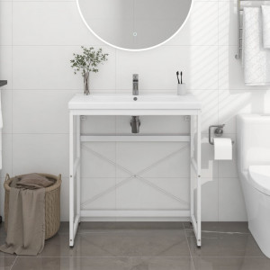 Estructura de lavabo de hierro blanco 79x38x83 cm D