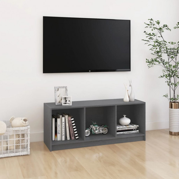 Mueble de TV madera maciza de pino gris 104x33x41 cm D