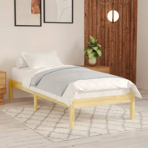 Estructura de cama individual pequeña madera maciza 75x190 cm D