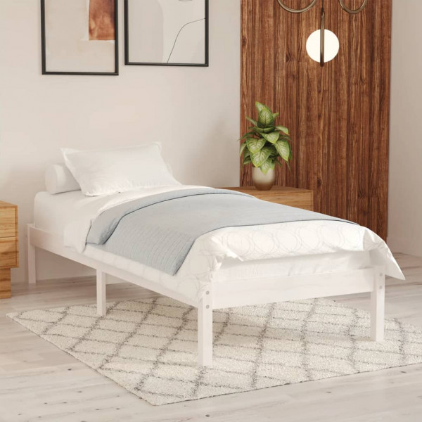 Estrutura da cama madeira maciça individual branca 75x190 cm D