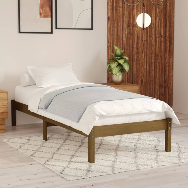 Estrutura da cama madeira maciça marrom mel 75x190 cm D