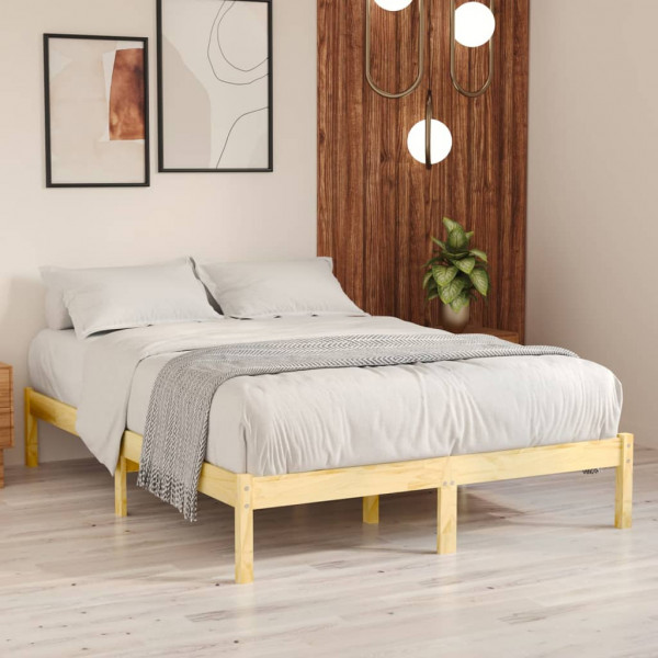 Estrutura de cama king size de madeira maciça 150x200 cm D