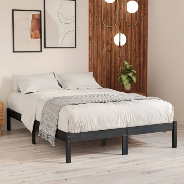 Estructura de cama madera maciza gris King Size 150x200 cm D