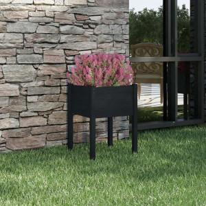 Jardinera de madera maciza de pino negro 50x50x70 cm D