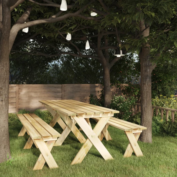 Mesa de jardín de madera de pino impregnada 220x73x70 cm D