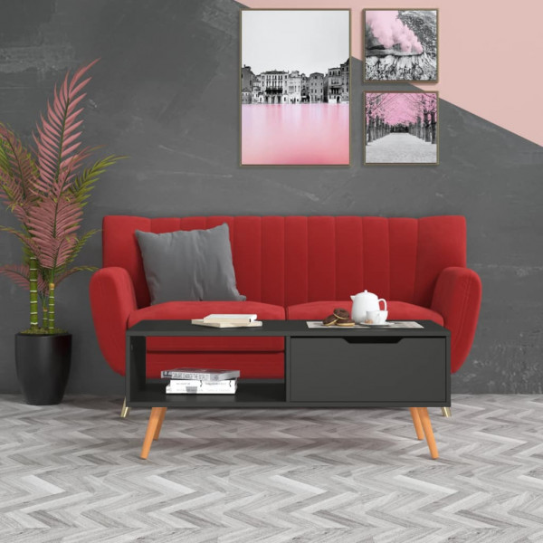 Mesa de centro de aglomerado gris 100x49.5x43 cm Mesa de centro de aglomerado gris 100x49.5x43 cm D