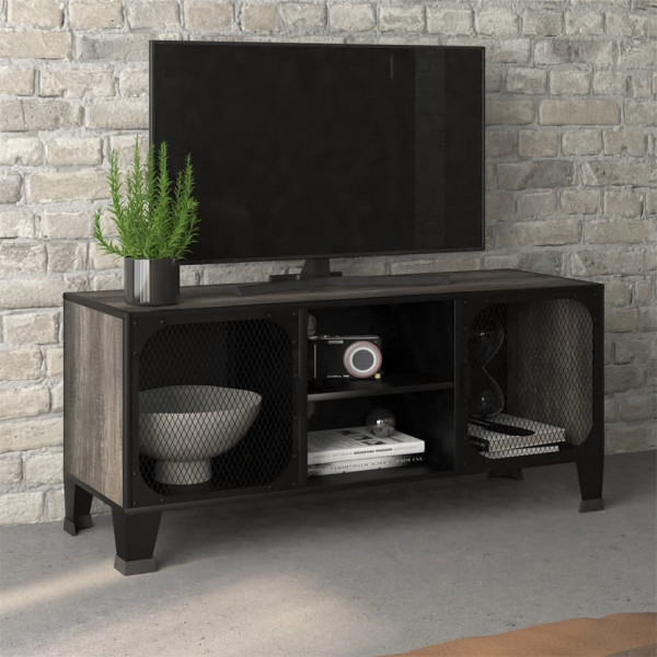 Móvel TV em metal e MDF cinza 105x36x47 cm D