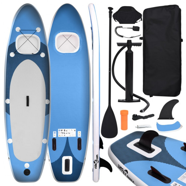 Set de tabla de paddle surf hinchable azul marino 300x76x10 cm D
