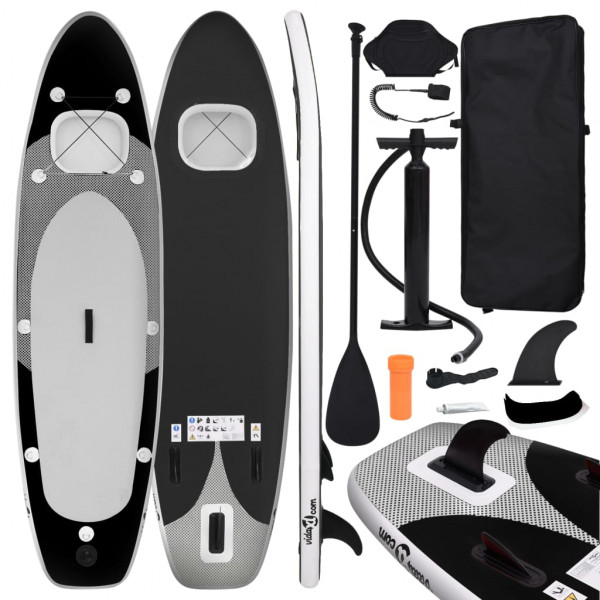 Conjunto de prancha de paddle surf inflável preta 360x81x10 cm D