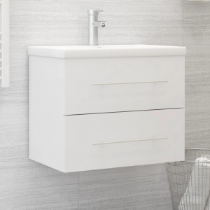 Mueble con lavabo de aglomerado blanco brillante D