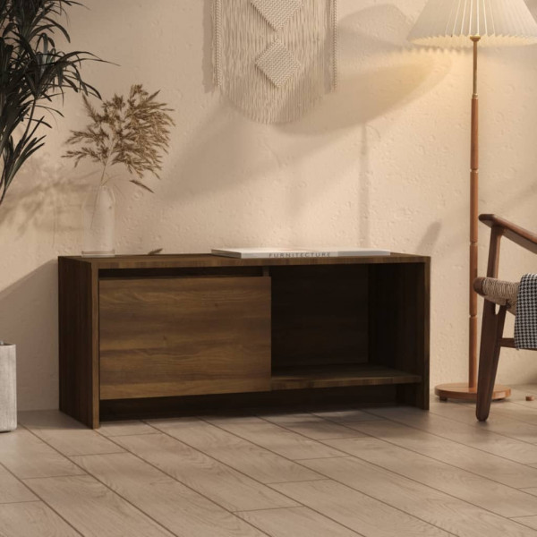 Mueble de TV madera de ingeniería marrón roble 90x35x40 cm D