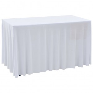 Fundas elásticas para mesa 2 uds con falda 183x76x74 cm blanco D