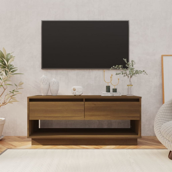Móvel TV em madeira de carvalho castanho 102x41x44 cm D